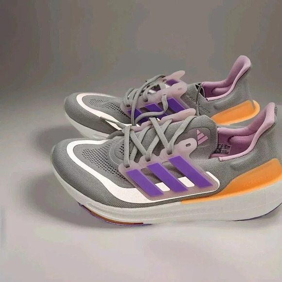 Adidas 11W / 9.5 M Ultraboost Light Running Shoes Grey Violet Orange IE1762 - Picture 12 of 15